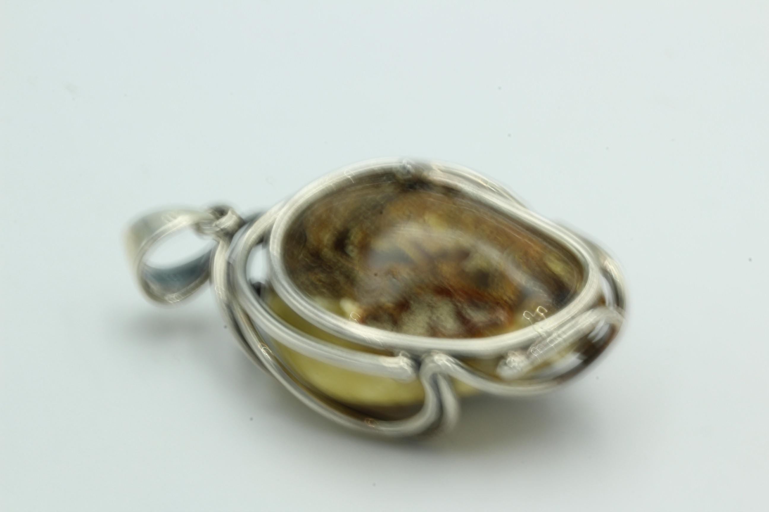 Bernstein Anhänger Unikat 925 Silber Bernsteinanhänger Collier Kette Unikat