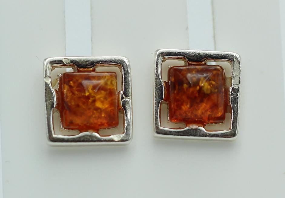 Design Bernstein Ohrstecker 925 Silber Bernsteinohrschmuck Top Edel Bernstein