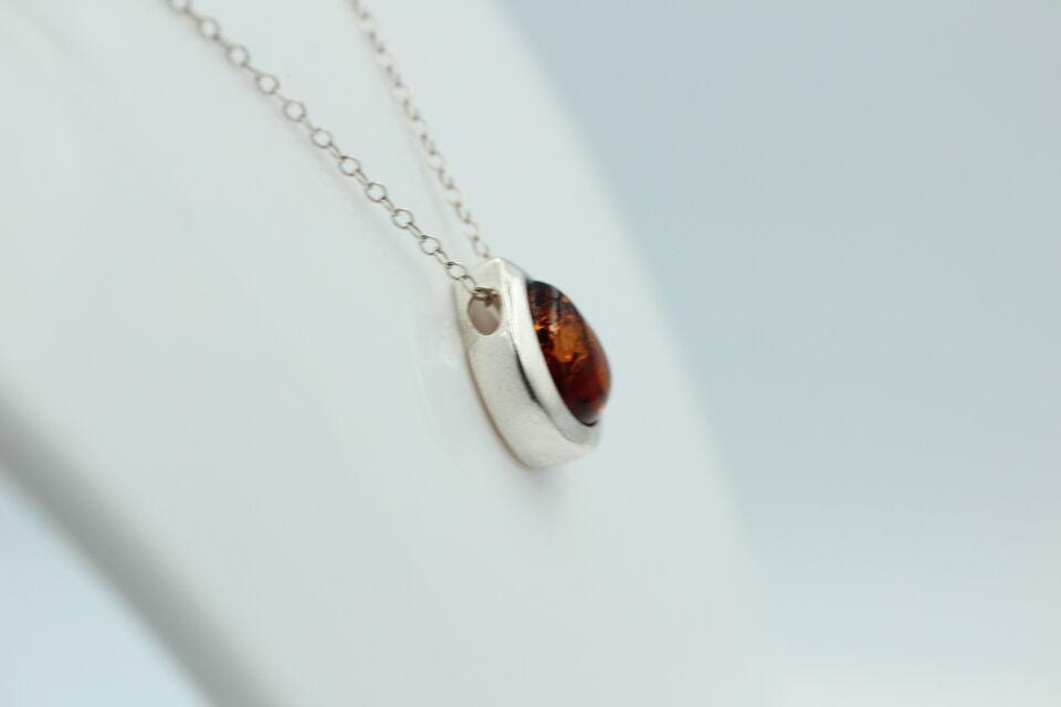 Designer Bernstein Anhänger 925 Silber Collier Kette Bernsteinanhänger Top Edel