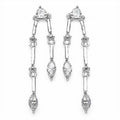 Edle 1,90 Carat Cubic Zirkonia Ohrhänger / Stecker, 925 Silber, Rhodiniert