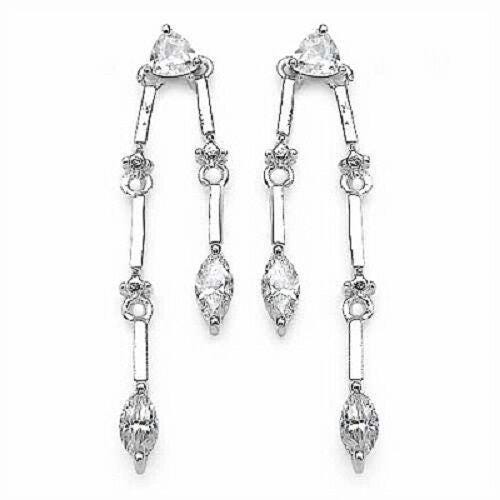 Edle 1,90 Carat Cubic Zirkonia Ohrhänger / Stecker, 925 Silber, Rhodiniert
