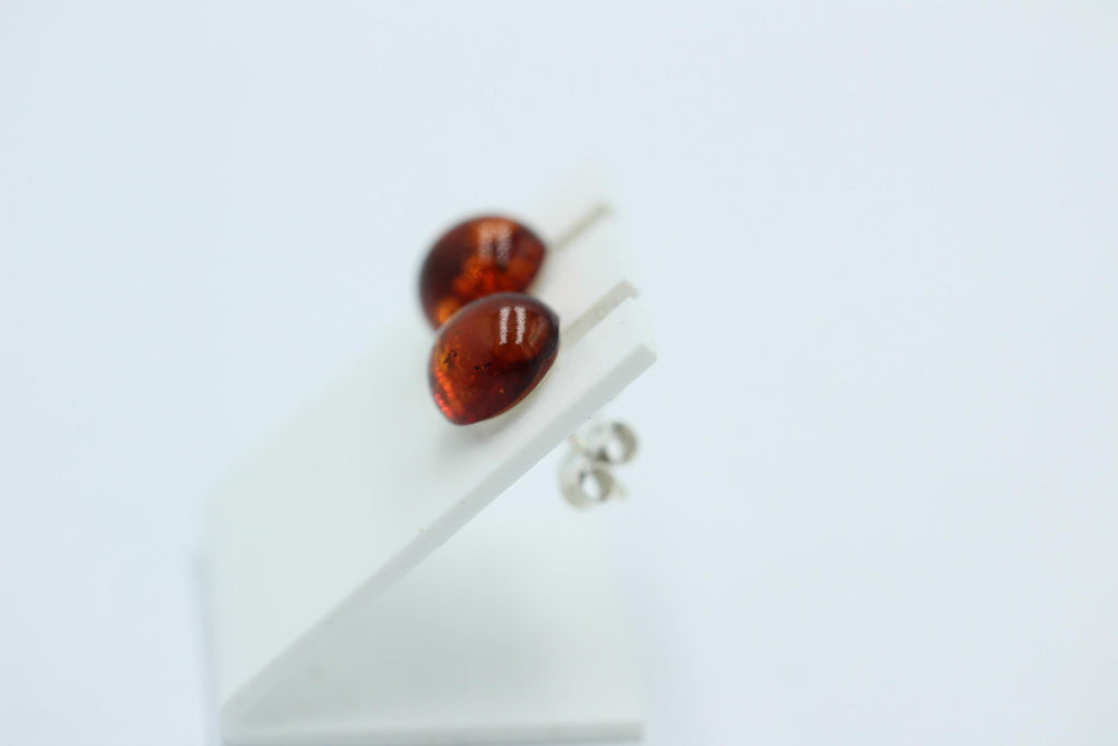 Bernsteinohrstecker 925 Silber Ohrring Benrsteinhalbkugeln braune Bernsteine