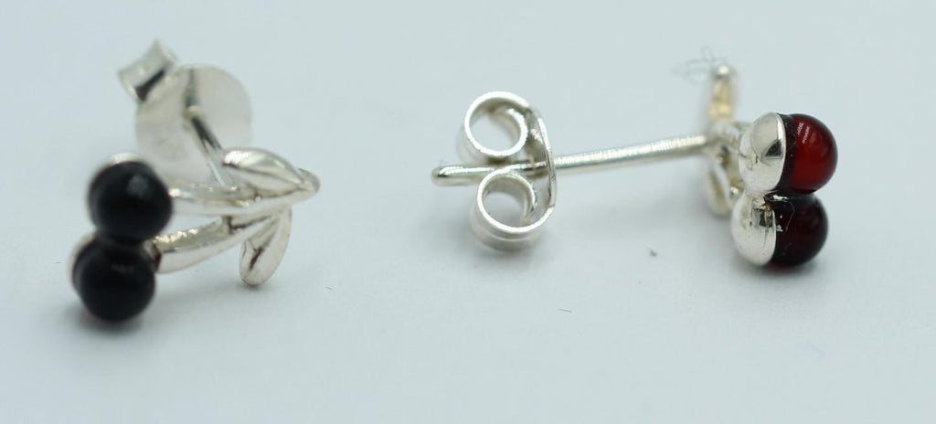 Bernstein Kirschen Ohrstecker 925 Sterling Silber brauner Bernstein Kirschen