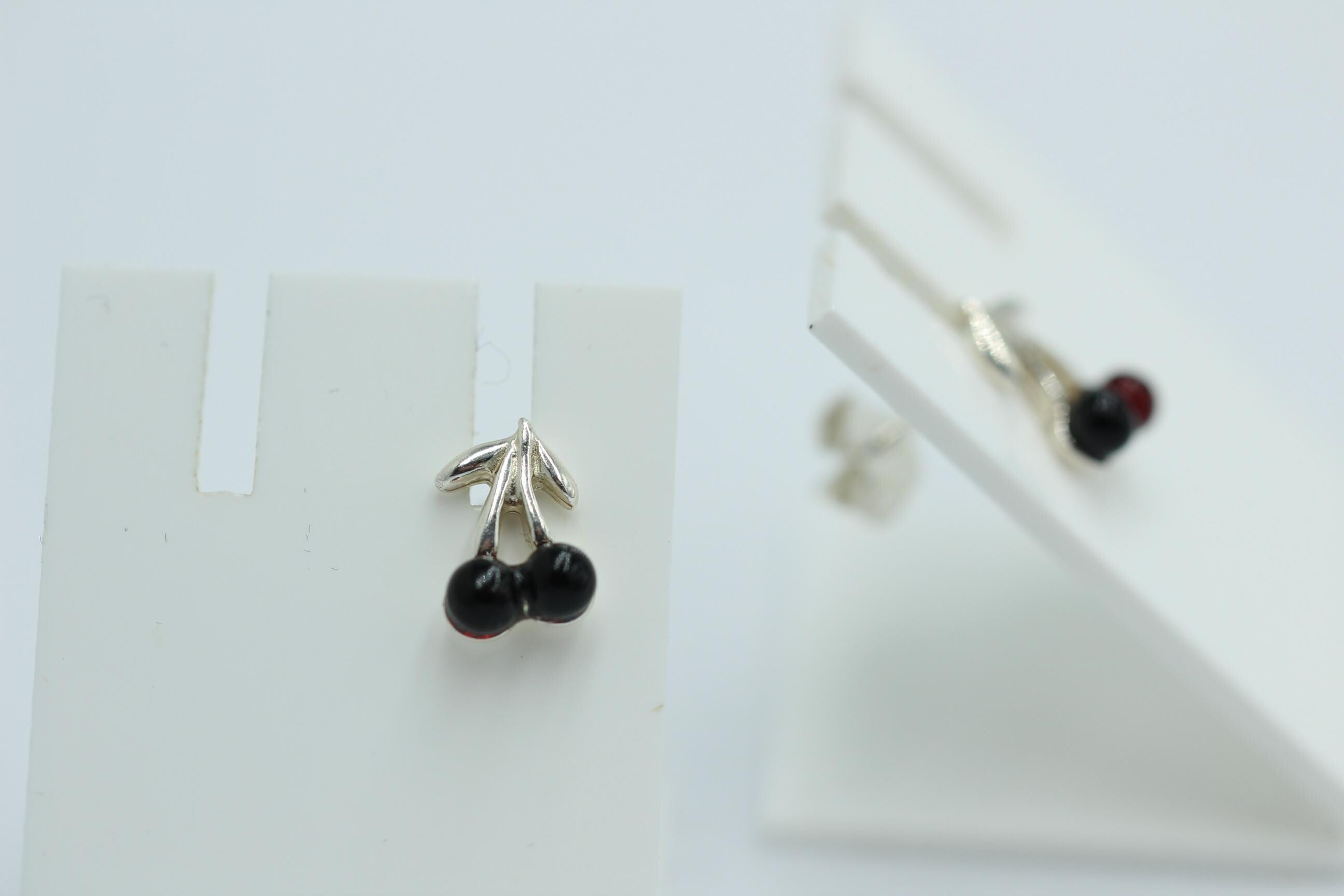 Bernstein Kirschen Ohrstecker 925 Sterling Silber brauner Bernstein Kirschen