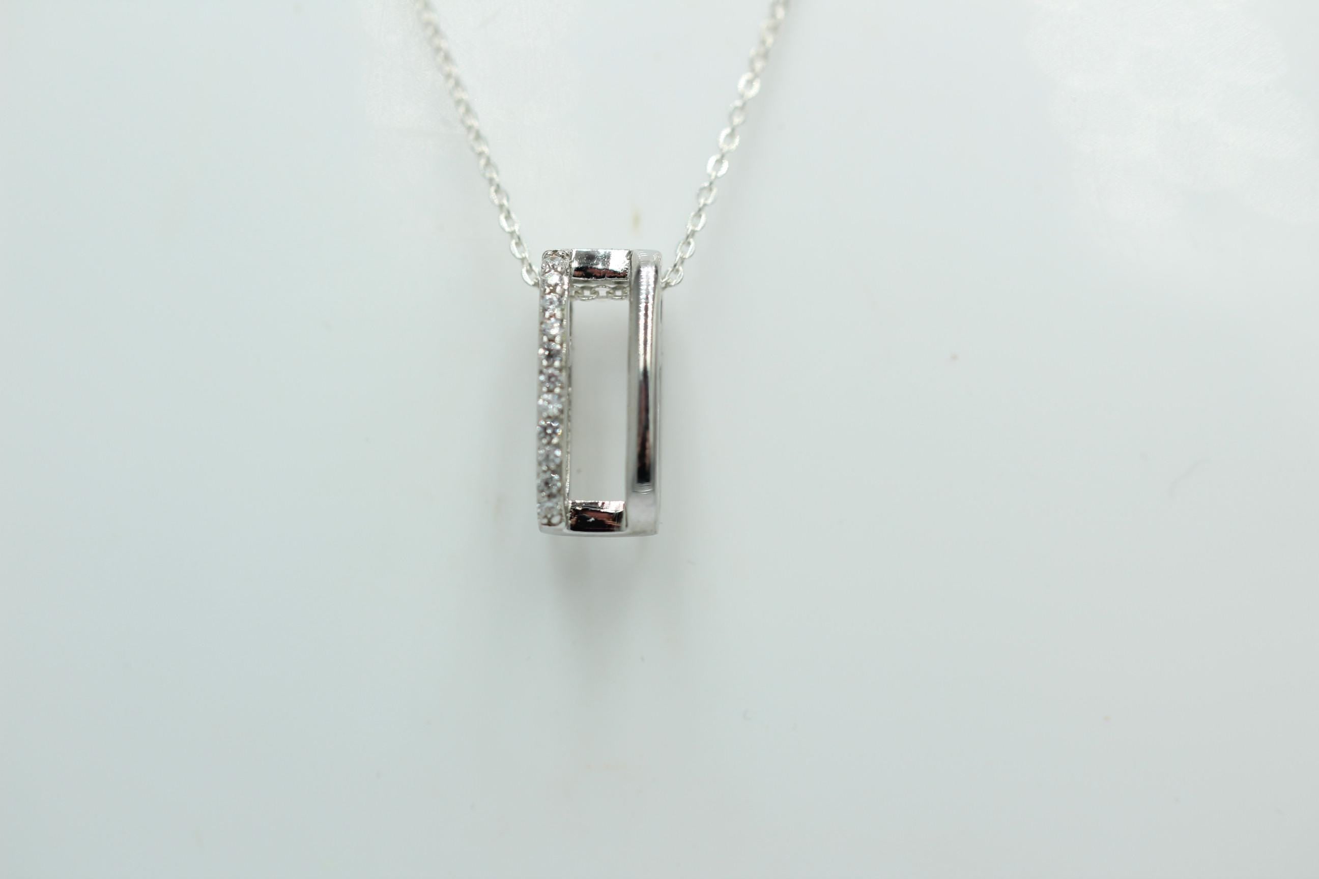 Anhänger mit 11 Zirkonia Sterling Silber 925/000 Collier Kette modernes Desing