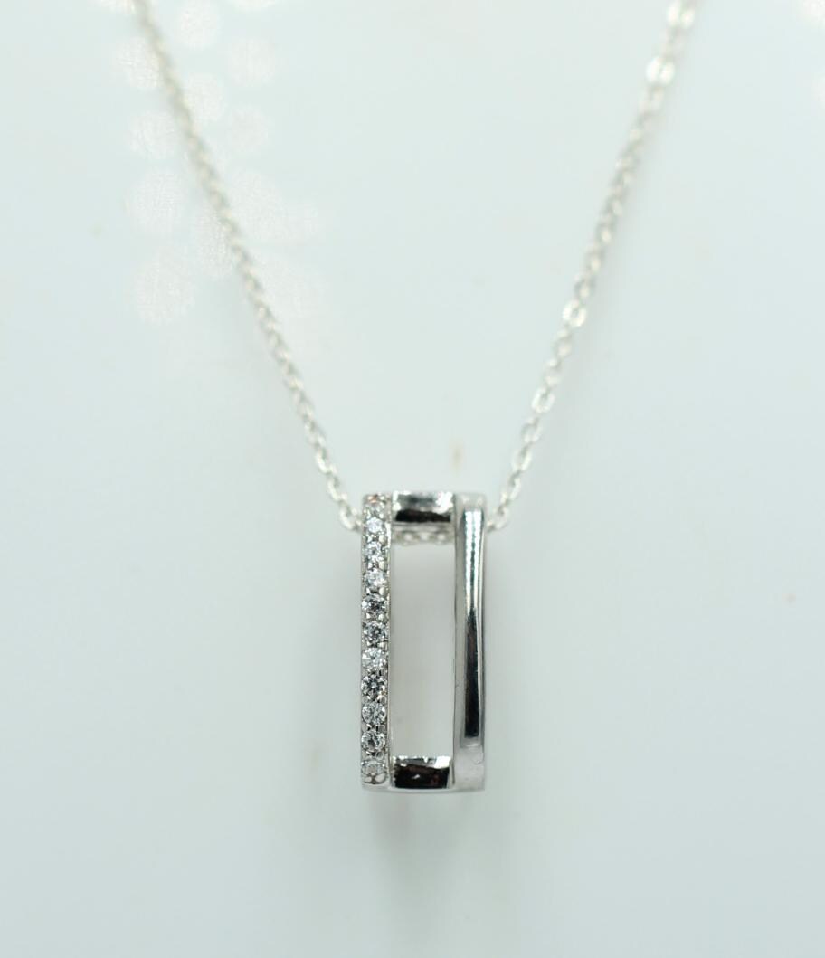 Anhänger mit 11 Zirkonia Sterling Silber 925/000 Collier Kette modernes Desing