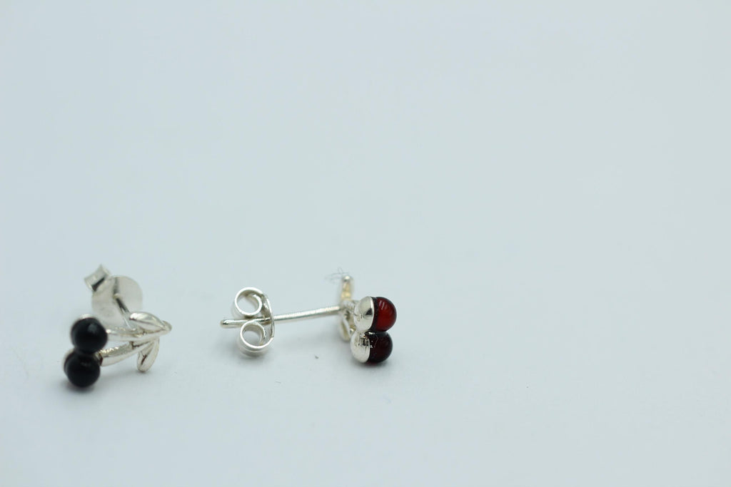 Bernstein Kirschen Ohrstecker 925 Sterling Silber brauner Bernstein Kirschen