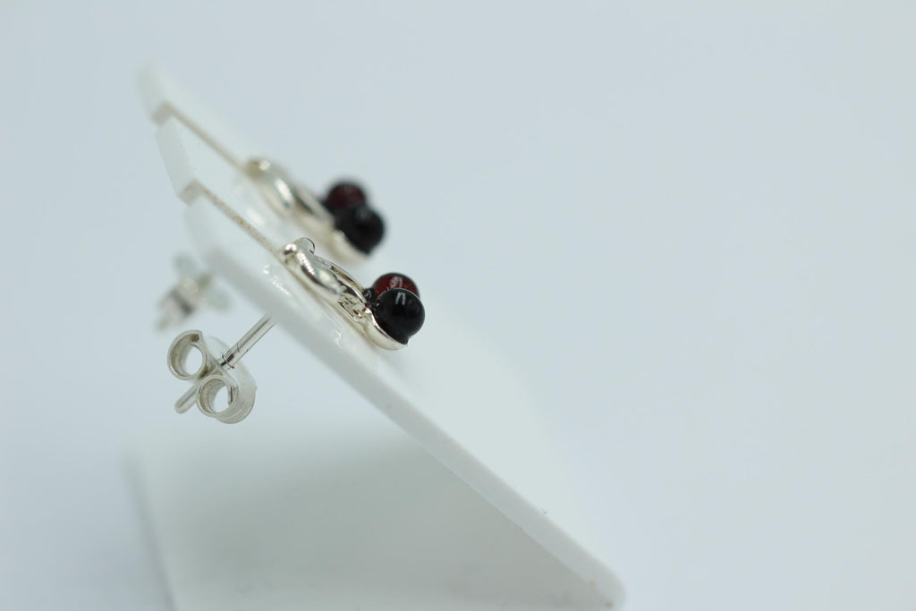 Bernstein Kirschen Ohrstecker 925 Sterling Silber brauner Bernstein Kirschen