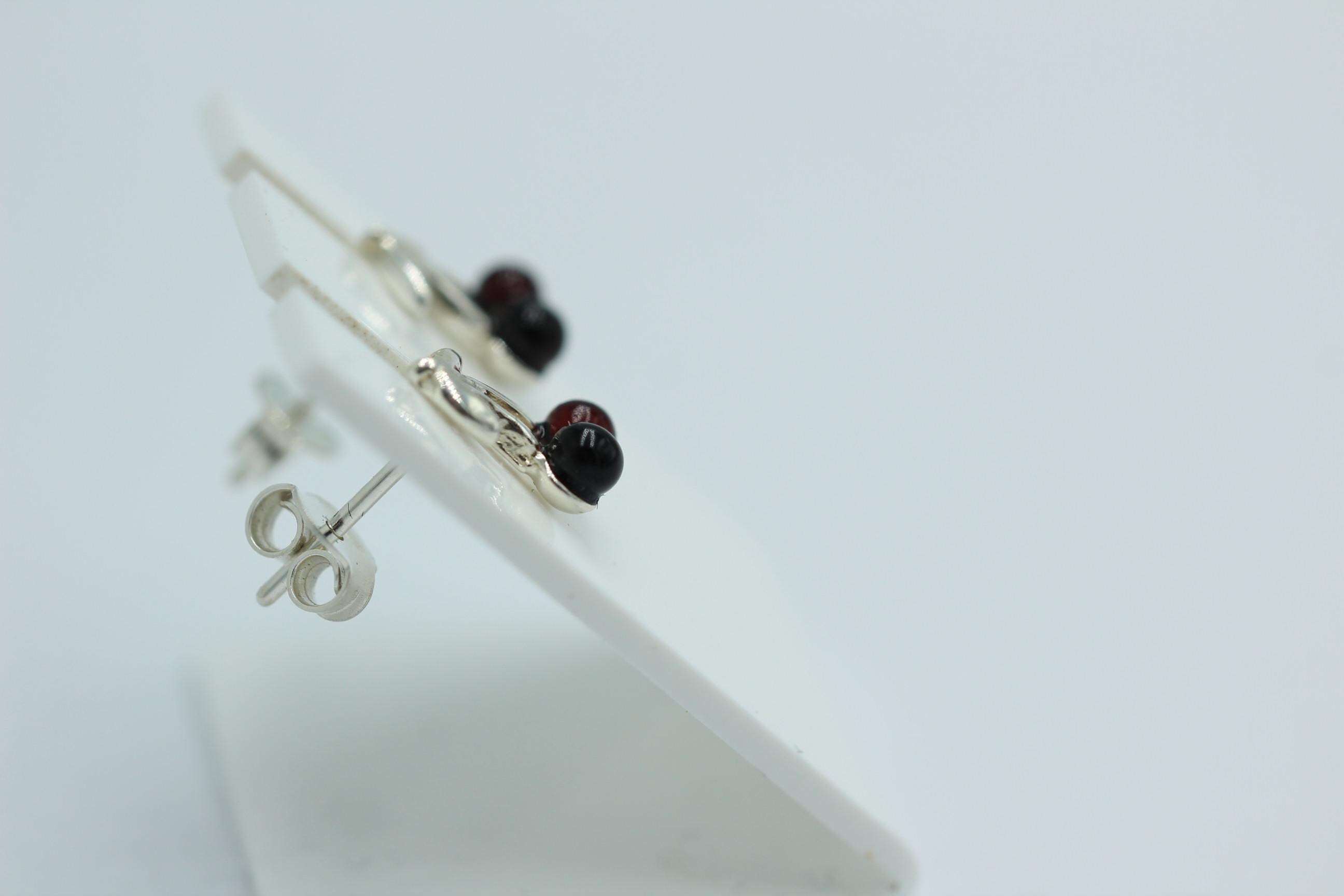 Bernstein Kirschen Ohrstecker 925 Sterling Silber brauner Bernstein Kirschen
