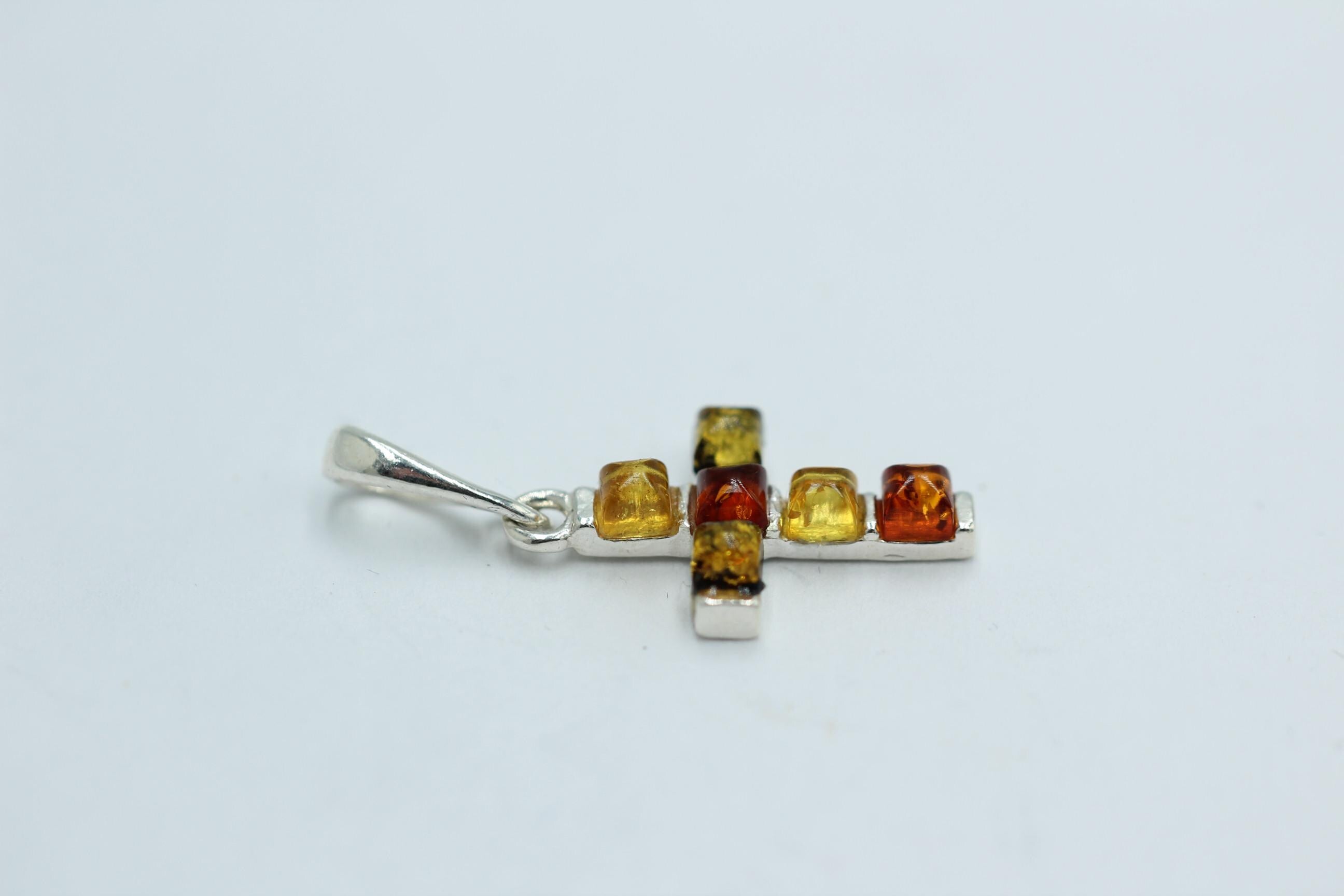 Bernstein Kreuz 925 Sterling Silber Bernsteinkreuz Collier Kette Top Edel