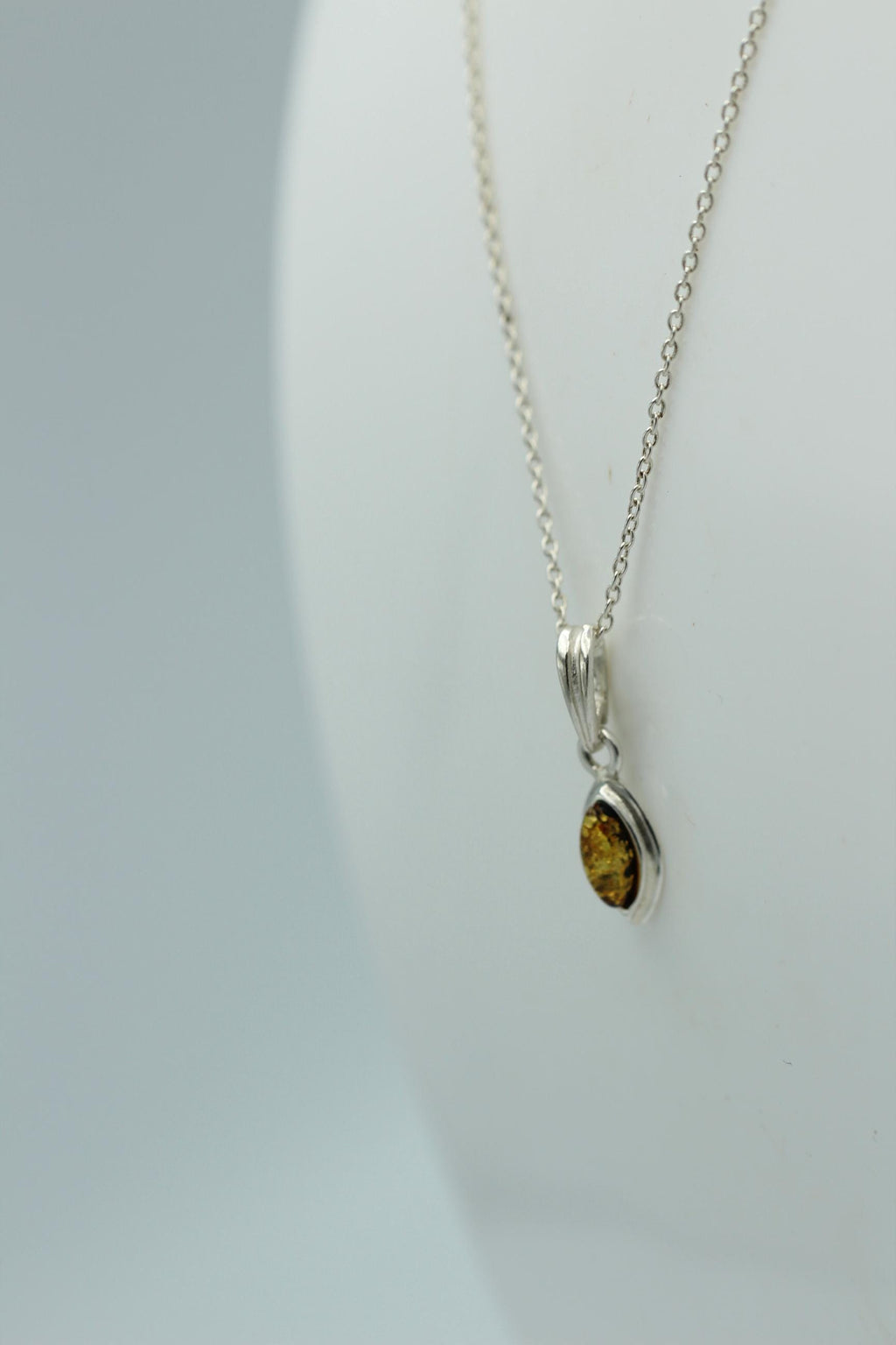 Bernstein Anhänger 925 Silber grüner Bernstein Collier Kette Schmuckanhänger