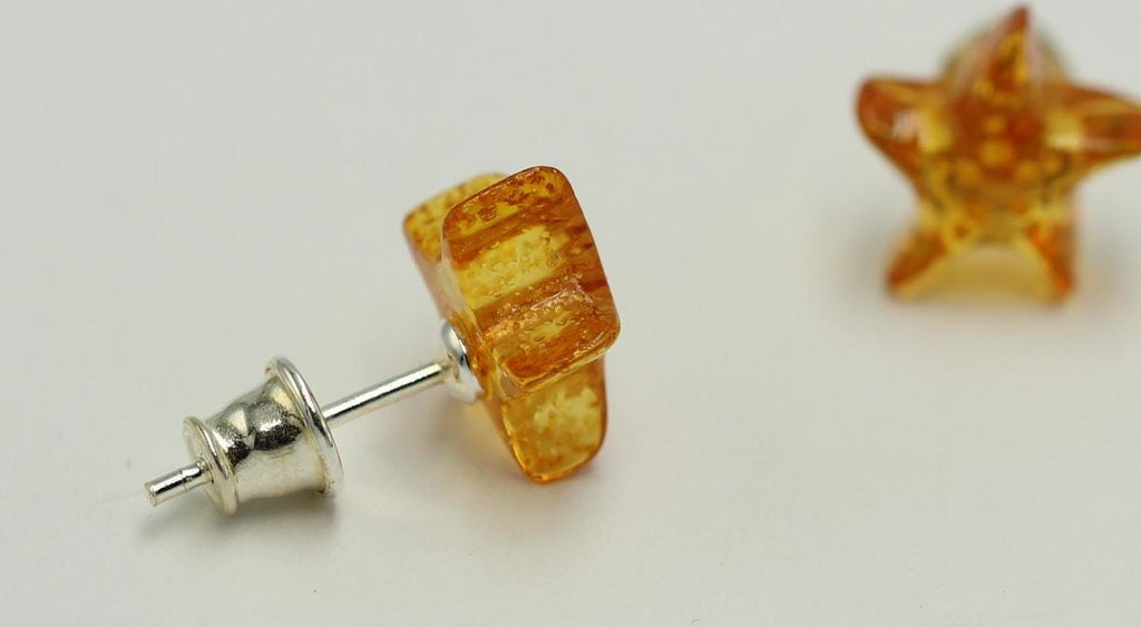 Bernstein Seestern 925 Silber Ohrstecker Seesternohrring Bernsteinseestern Top