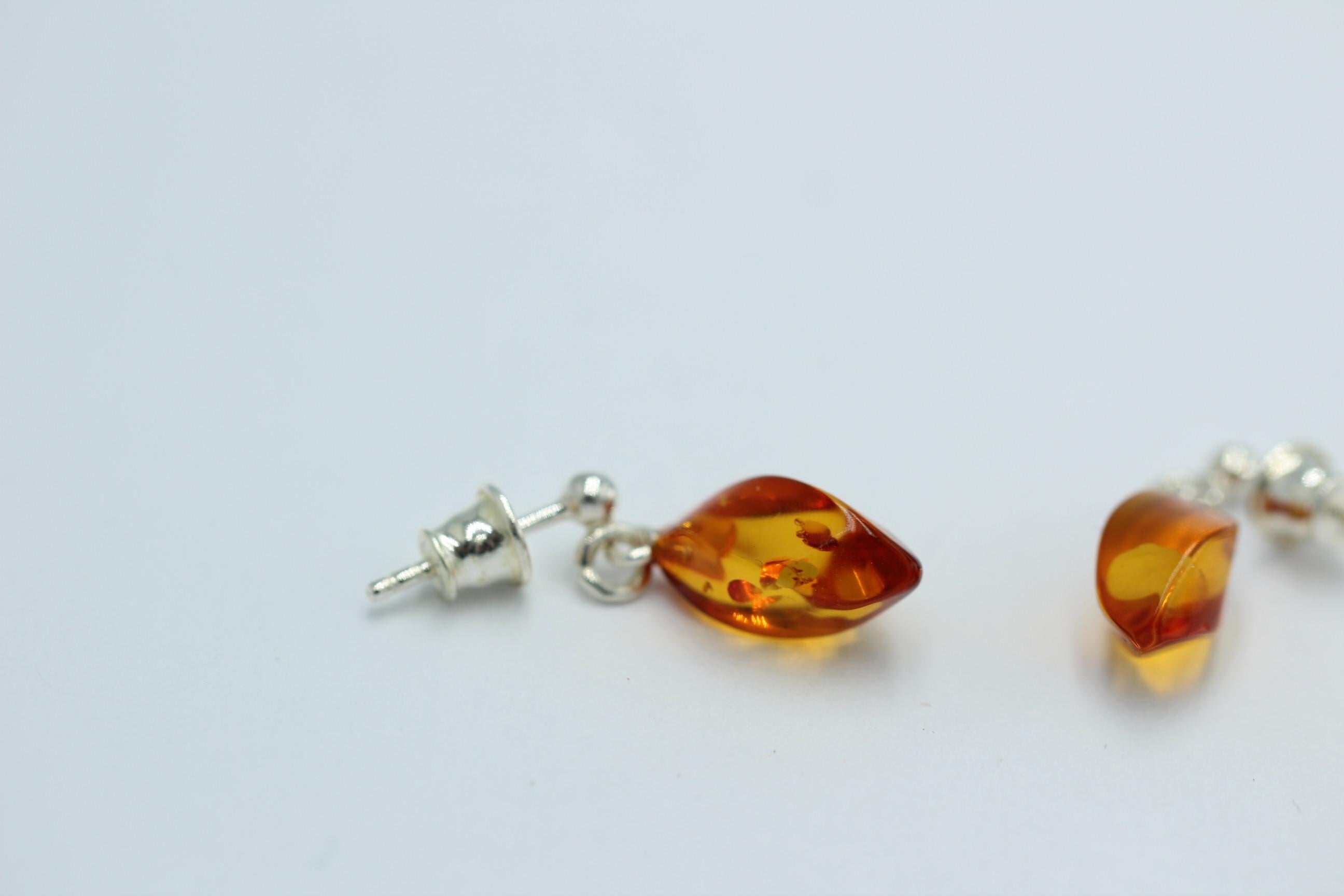 Bernstein Pampeln facetiert 925 Sterling Silber Ohrstecker Bernsteinschmuck