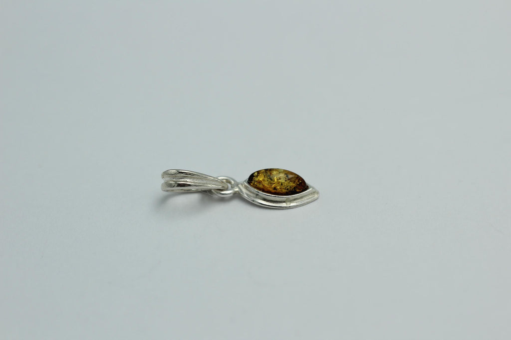 Bernstein Anhänger 925 Silber grüner Bernstein Collier Kette Schmuckanhänger