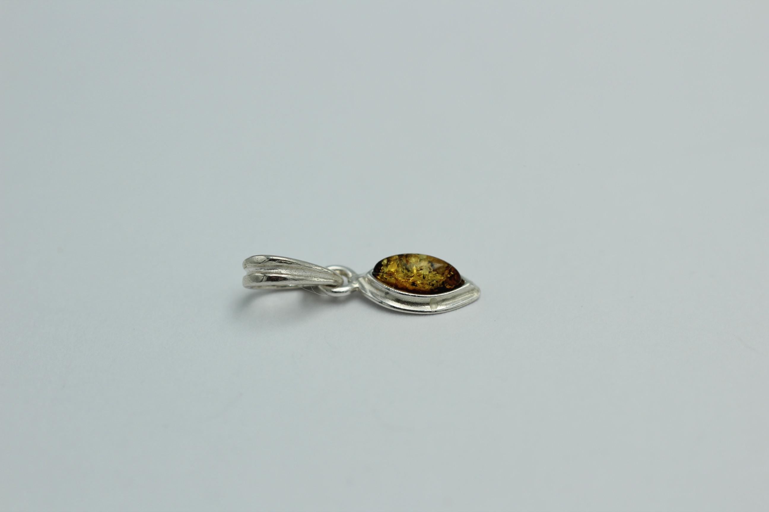 Bernstein Anhänger 925 Silber grüner Bernstein Collier Kette Schmuckanhänger