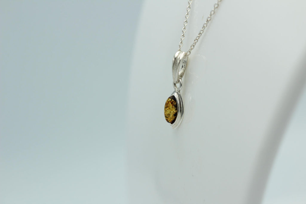 Bernstein Anhänger 925 Silber grüner Bernstein Collier Kette Schmuckanhänger
