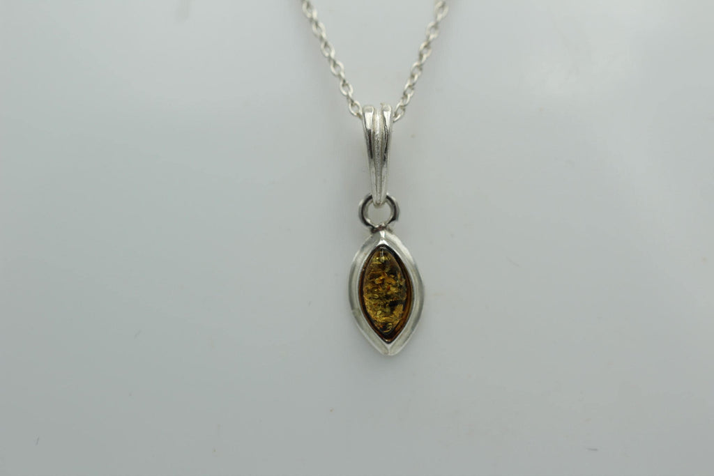 Bernstein Anhänger 925 Silber grüner Bernstein Collier Kette Schmuckanhänger