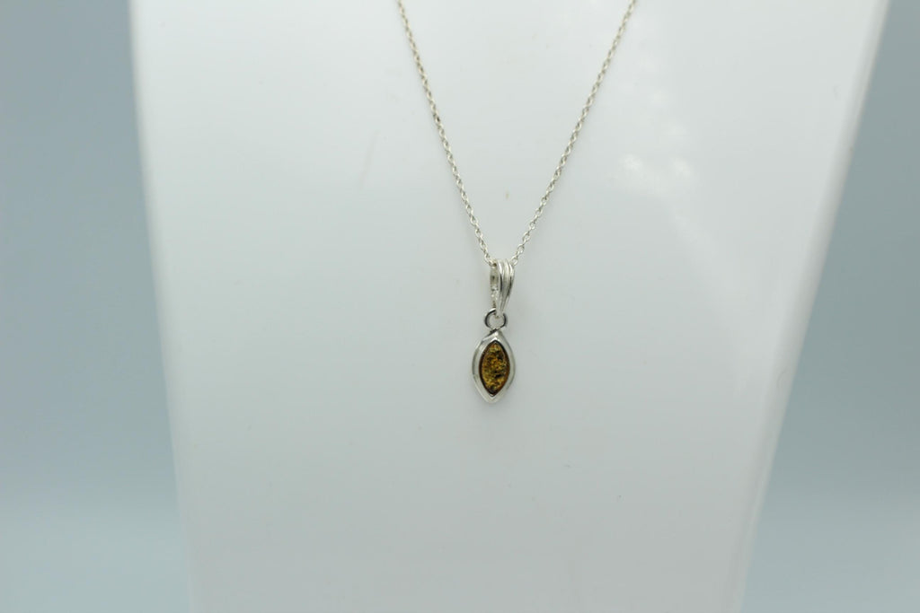 Bernstein Anhänger 925 Silber grüner Bernstein Collier Kette Schmuckanhänger