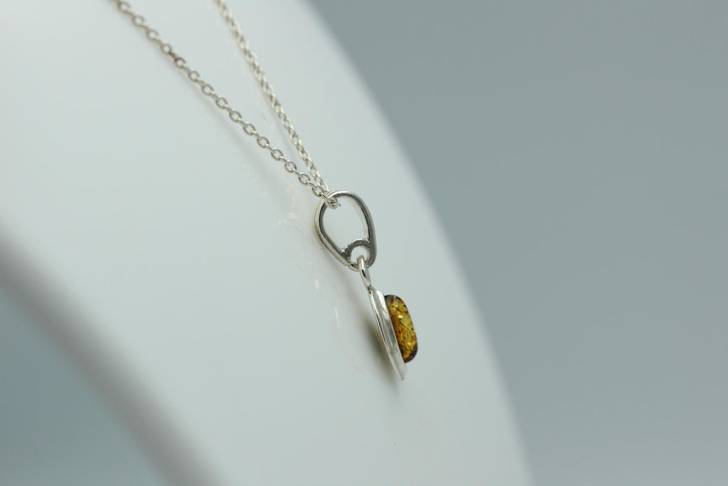 Bernstein Anhänger 925 Silber grüner Bernstein Collier Kette Schmuckanhänger