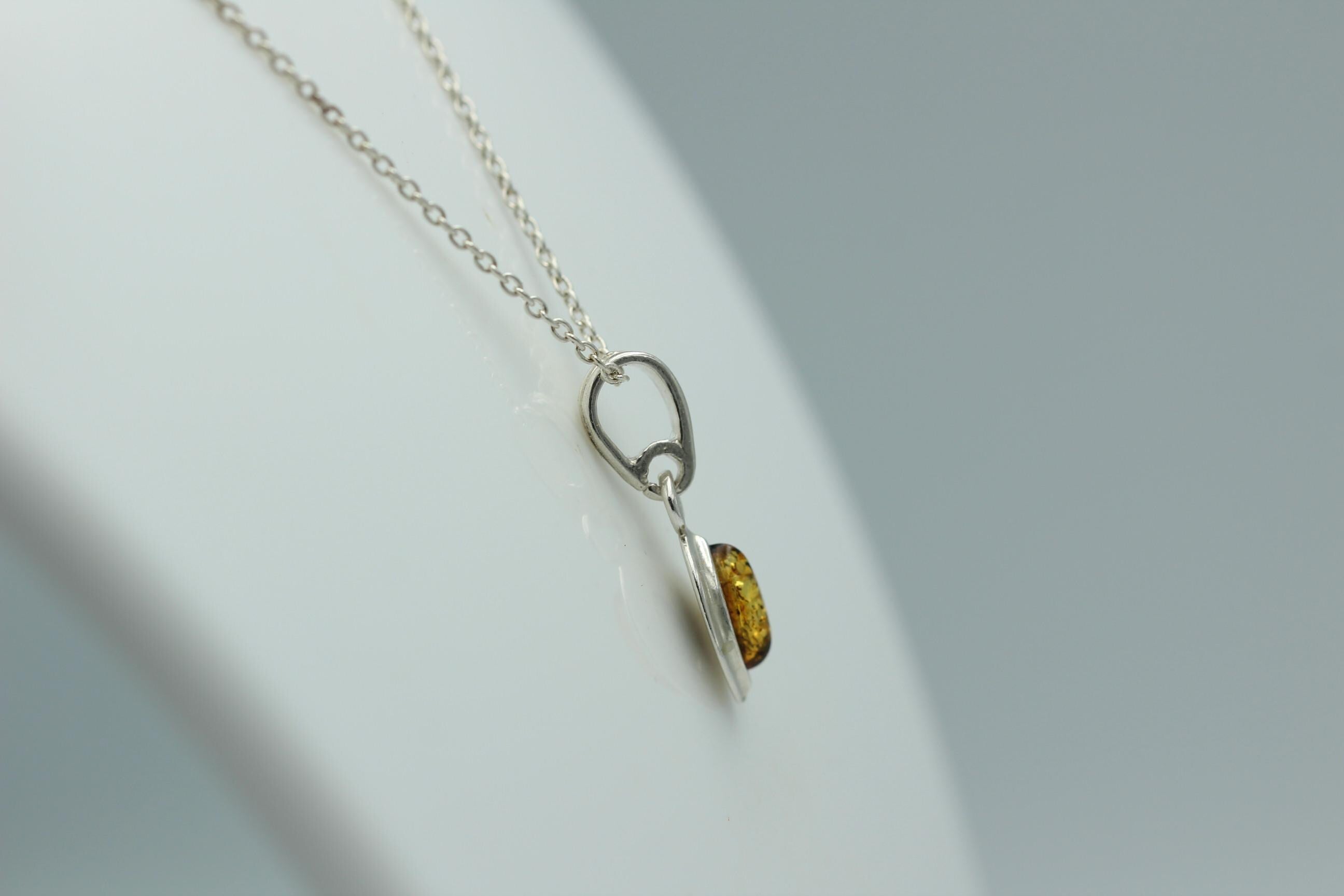 Bernstein Anhänger 925 Silber grüner Bernstein Collier Kette Schmuckanhänger