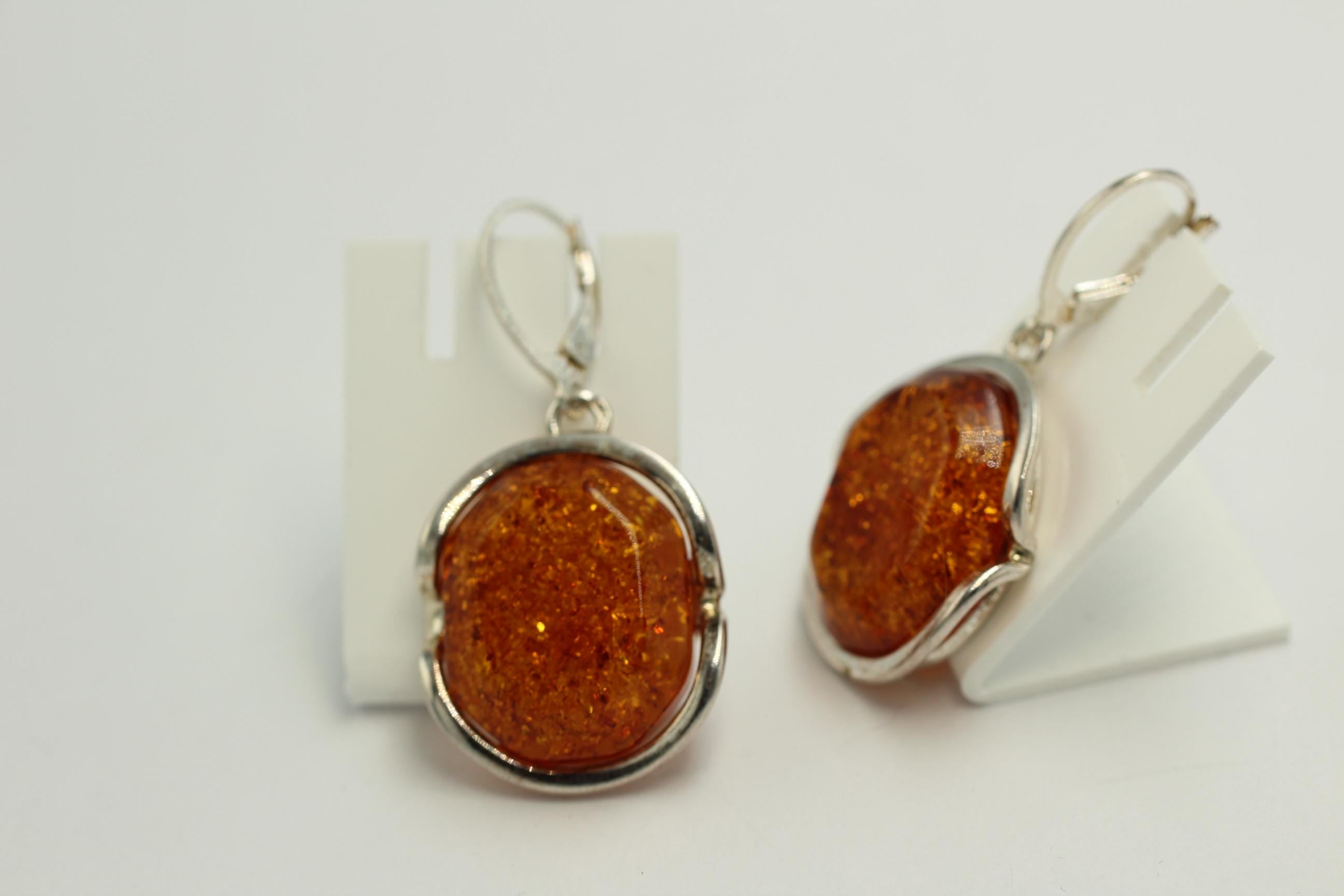 Edle Design Bernstein Ohrhänger 925 Silber Bernstein Letland Ohrschmuck Brisur