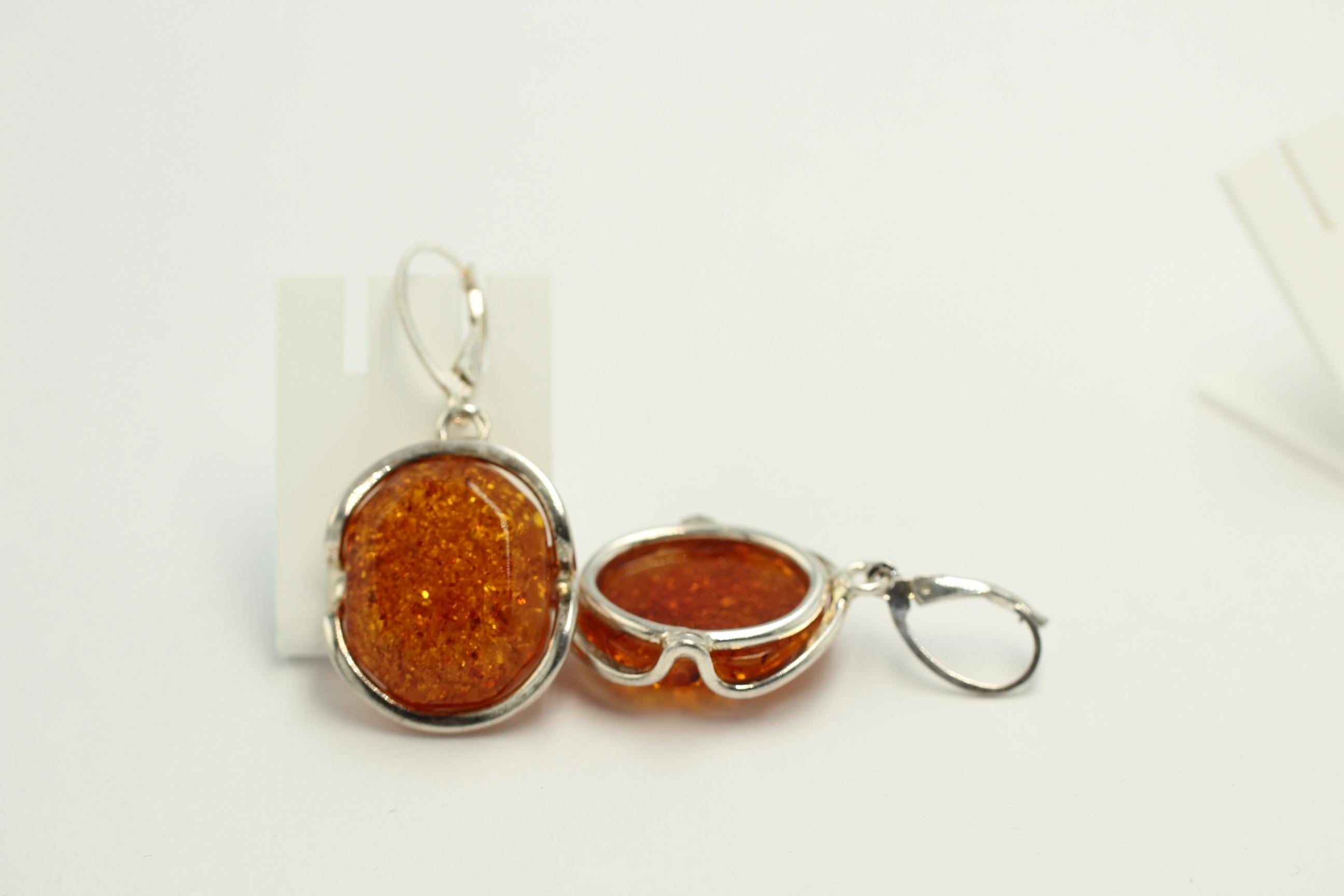 Edle Design Bernstein Ohrhänger 925 Silber Bernstein Letland Ohrschmuck Brisur