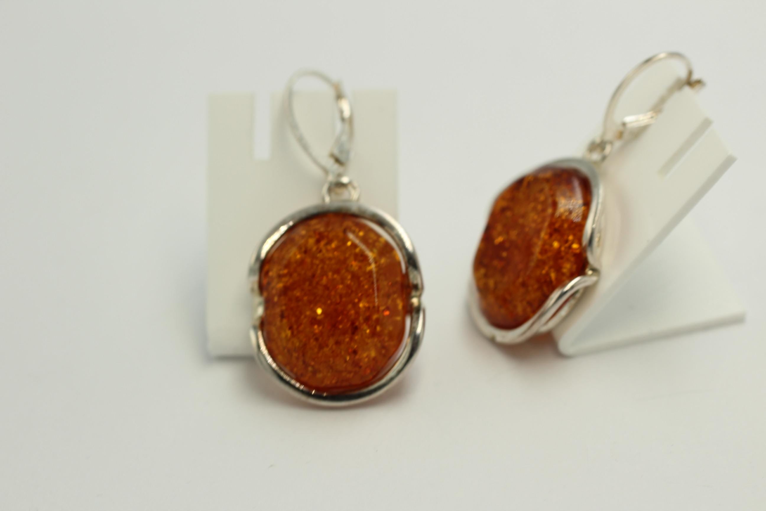 Edle Design Bernstein Ohrhänger 925 Silber Bernstein Letland Ohrschmuck Brisur