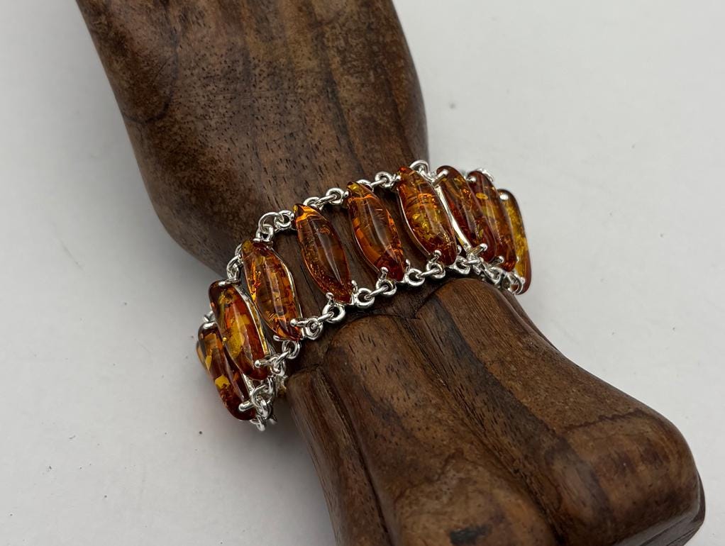 Design Berstein Armband 925 Sterlingsilber kunstvoll verabeitet Bernsteinschmuck