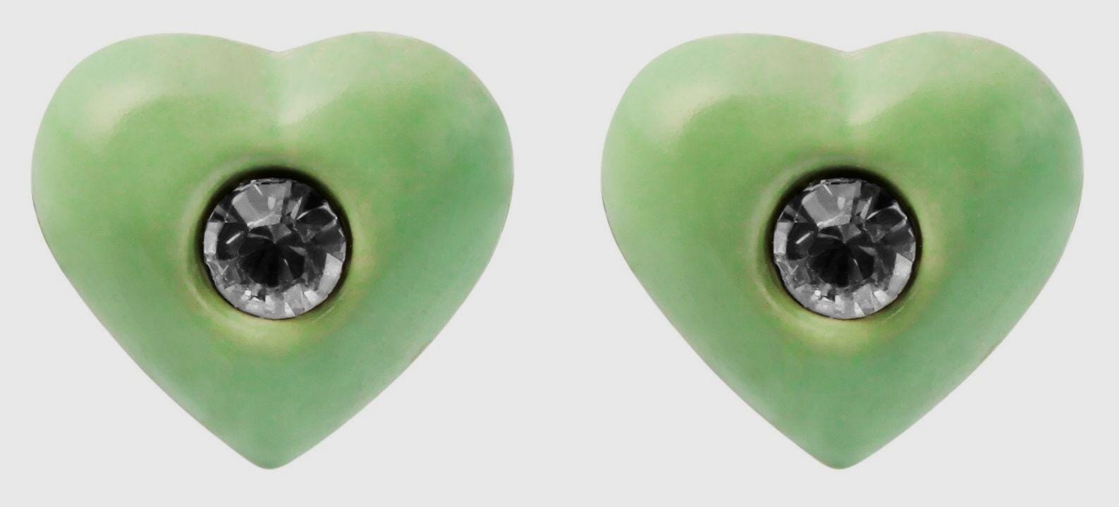 925/- Echt Silber Kinder Ohrstecker "Amanda", Herz mit Similistein, hellgrün Kinderohrstecker mit Herz