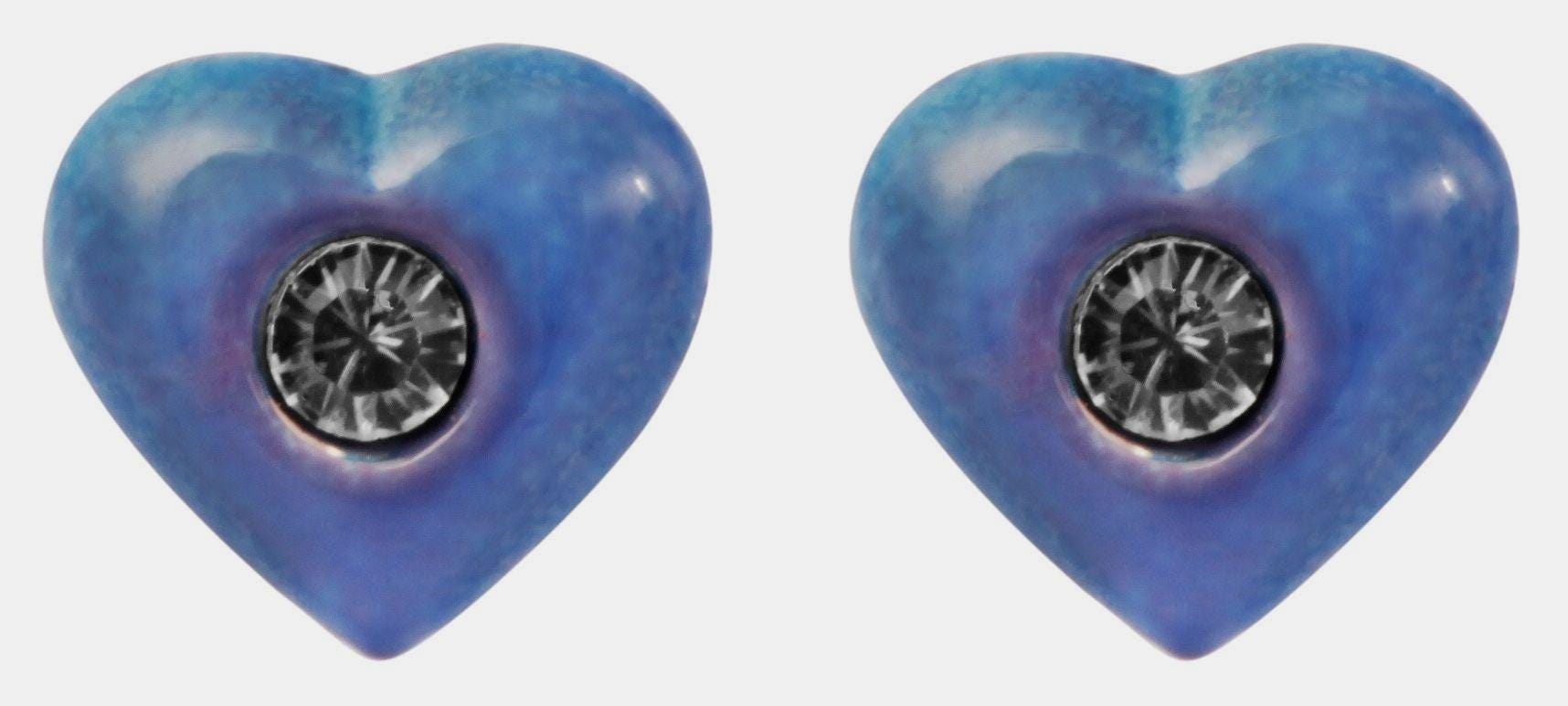 925/- Echt Silber Kinder Ohrstecker "Amanda", Herz mit Similistein, blau Kinderschmuck mit Herz