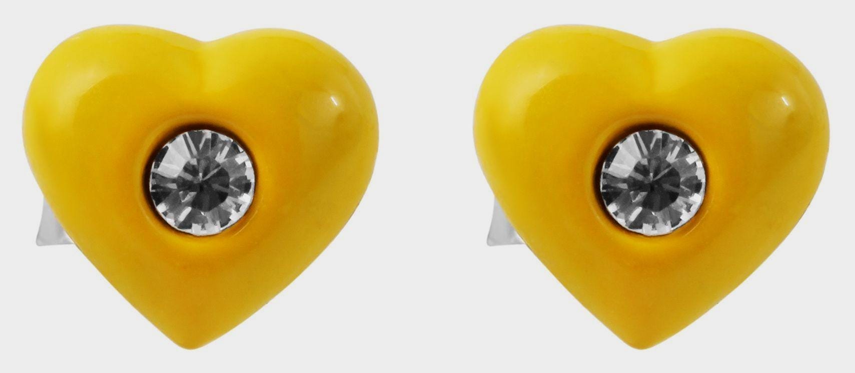 925/- Echt Silber Kinder Ohrstecker "Amanda", Herz mit Similistein, gelb Kinderohrstecker mit Herz