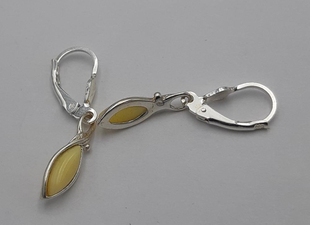 Bernstein Ohrhänger in 925 Sterling Silber cremefarbener Bernstein Silberohrschmuck