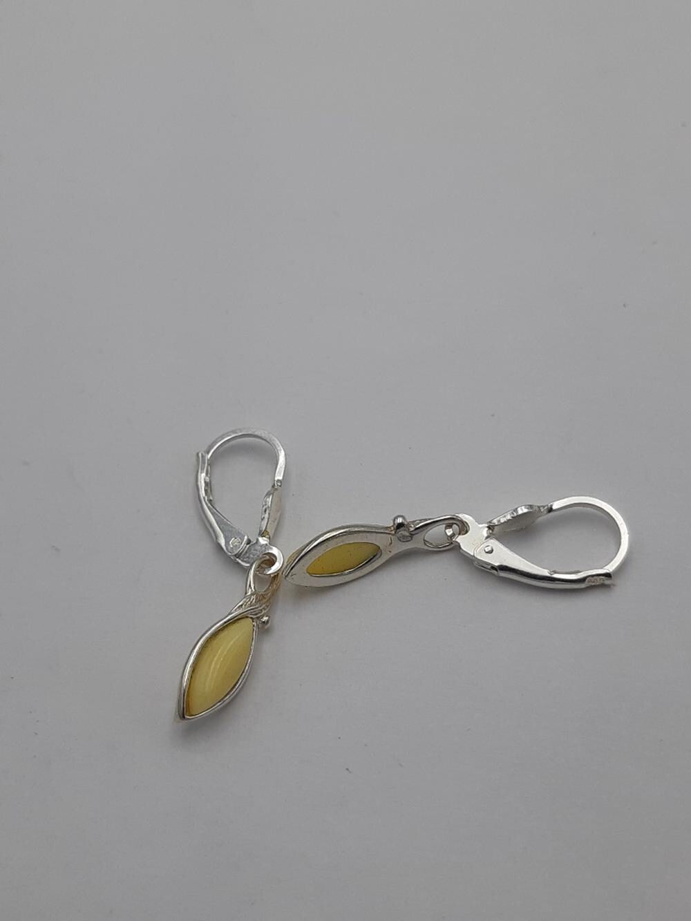 Bernstein Ohrhänger in 925 Sterling Silber cremefarbener Bernstein Silberohrschmuck
