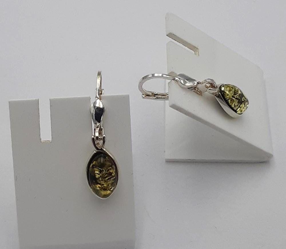 Bernstein Ohrhänger in 925 Sterling Silber grüner Bernstein Silberohrschmuck