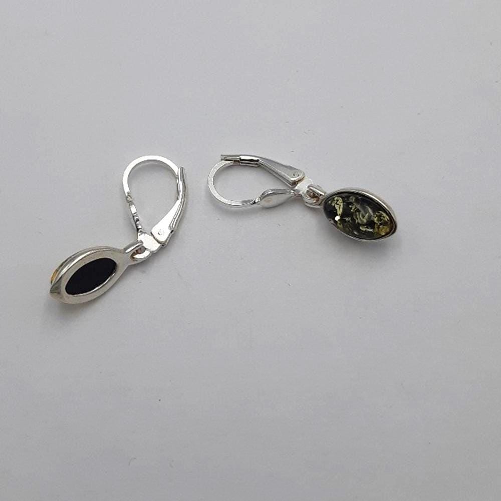 Bernstein Ohrhänger in 925 Sterling Silber grüner Bernstein Silberohrschmuck
