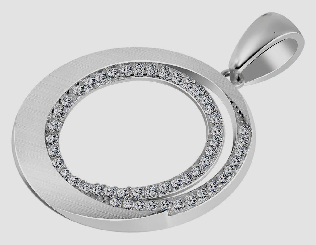 Anhänger "Jayna" 925/rh Echt Silber rund, Zirkoniabesatz Collier Kette