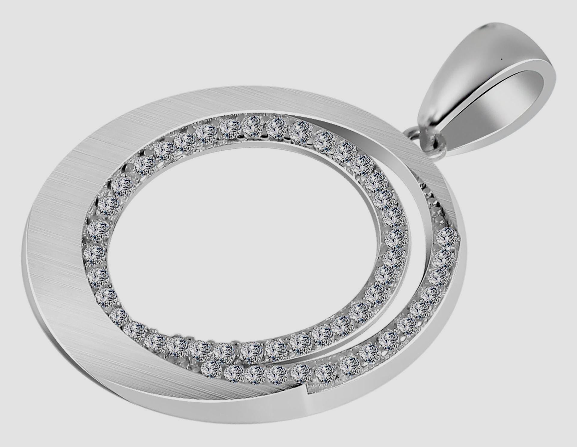 Anhänger "Jayna" 925/rh Echt Silber rund, Zirkoniabesatz Collier Kette