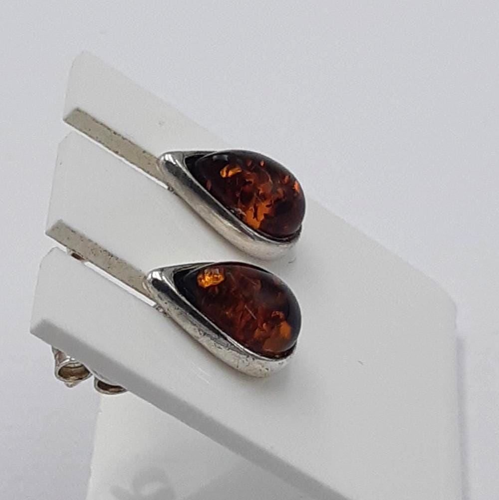 Edler Bernstein Ohrstecker Unisex 925 Silber Ohrschmuck Bernsten aus Litauen