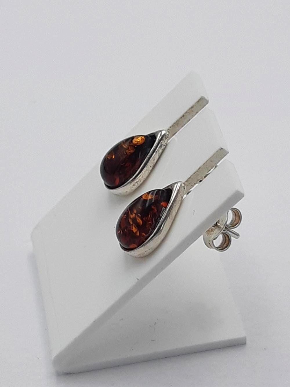 Edler Bernstein Ohrstecker Unisex 925 Silber Ohrschmuck Bernsten aus Litauen