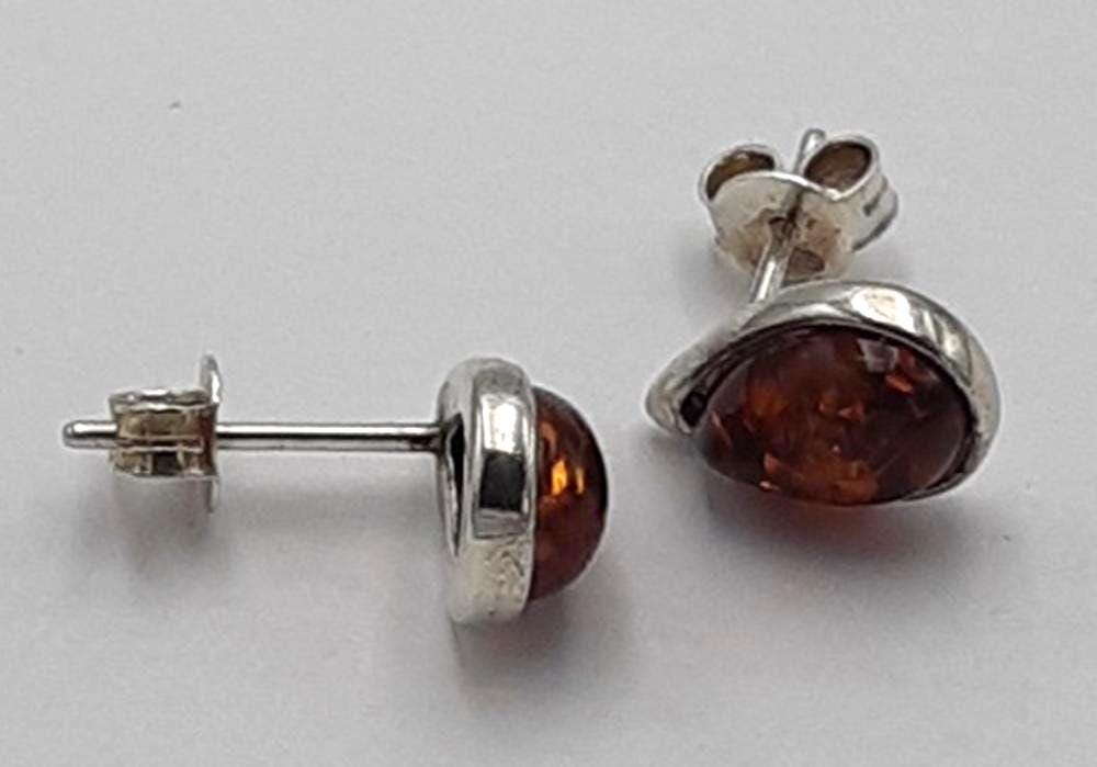 Edler Bernstein Ohrstecker Unisex 925 Silber Ohrschmuck Bernsten aus Litauen
