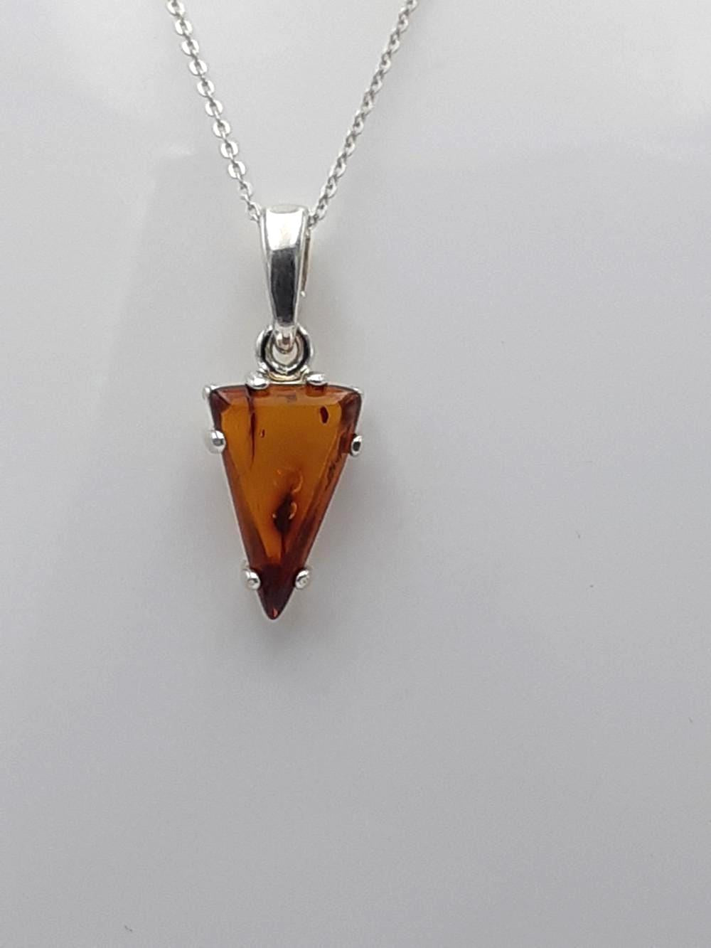 Bernstein Design Anhänger 925 Sterling Silber Collier aus Litauen Bernsteinanhänger für Sie und Ihn