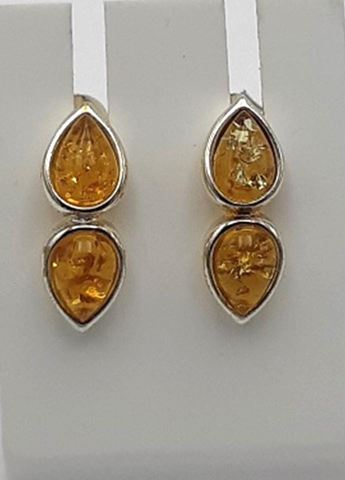 Bernsteinohrstecker 925 Silber Bernstein Ohrschmuck Edel grüner Bernstein Modern