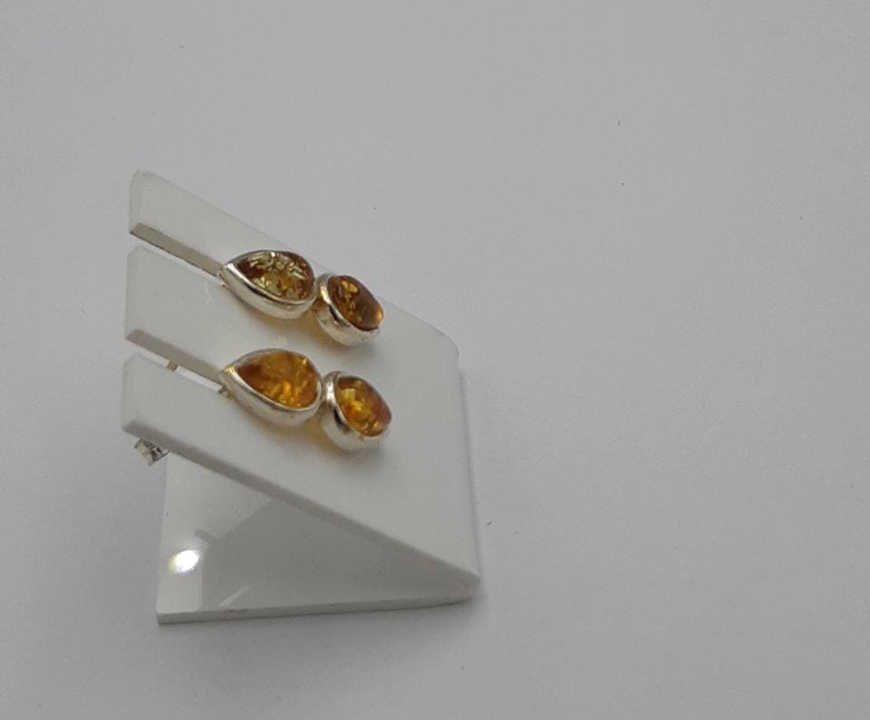 Bernsteinohrstecker 925 Silber Bernstein Ohrschmuck Edel grüner Bernstein Modern