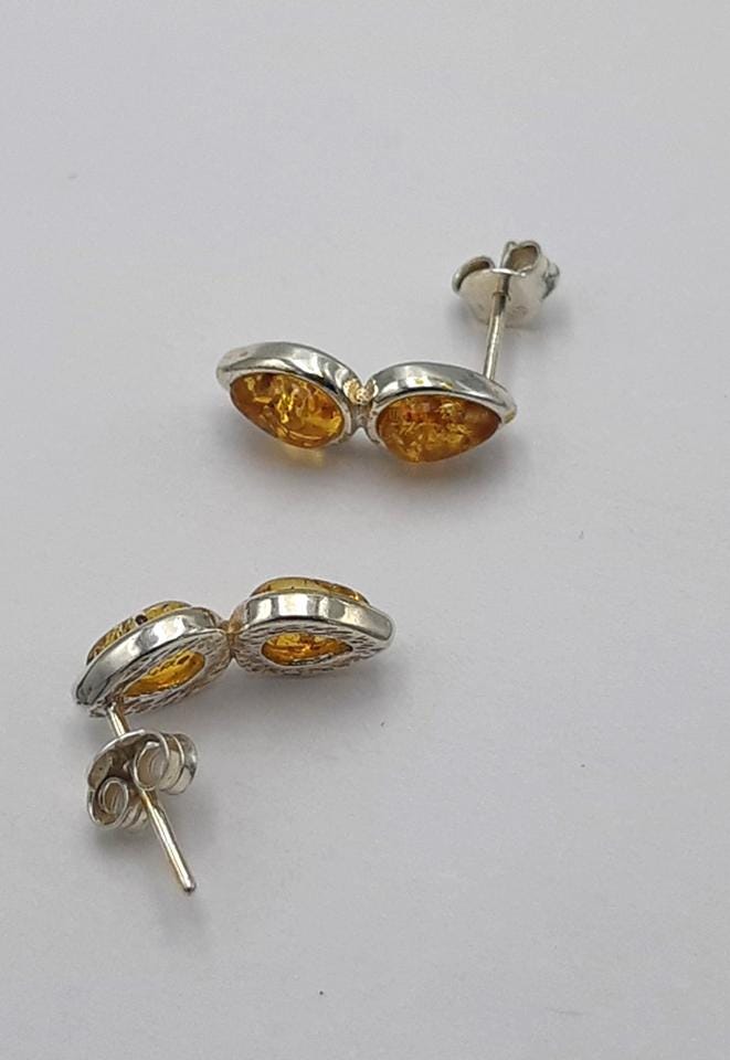 Bernsteinohrstecker 925 Silber Bernstein Ohrschmuck Edel grüner Bernstein Modern