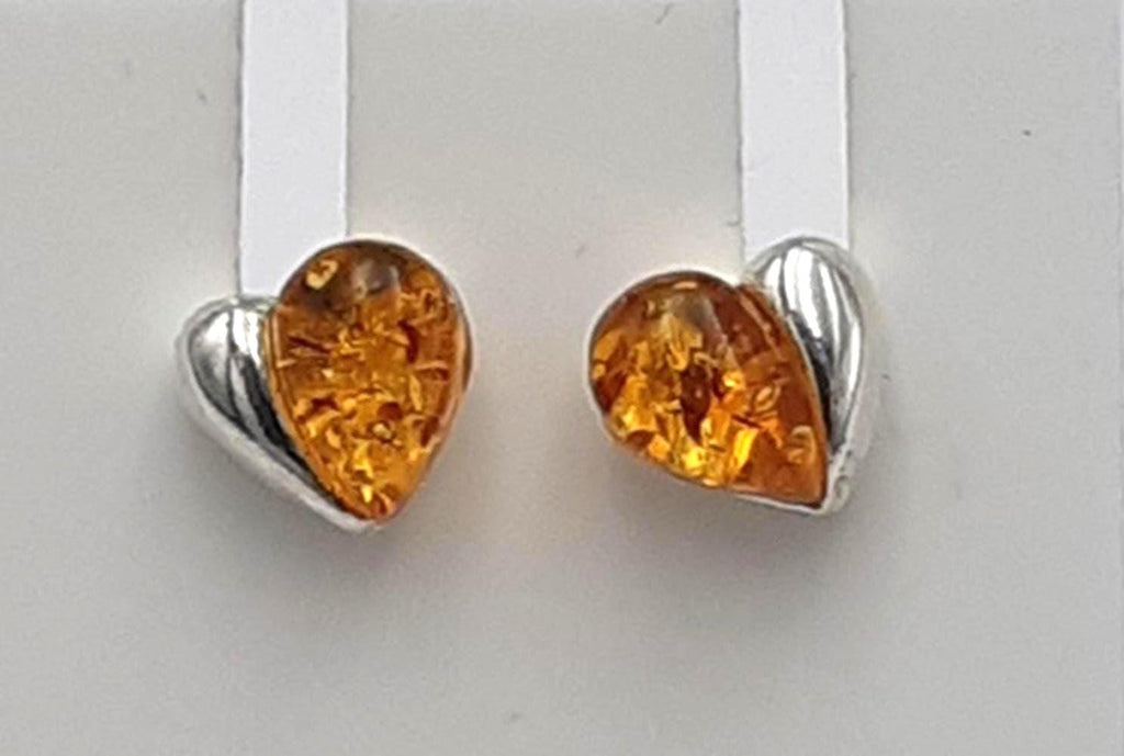 Bernstein Herz Ohrstecker Echtschmuck 925 Silber Damen Ohrringe Geschenk