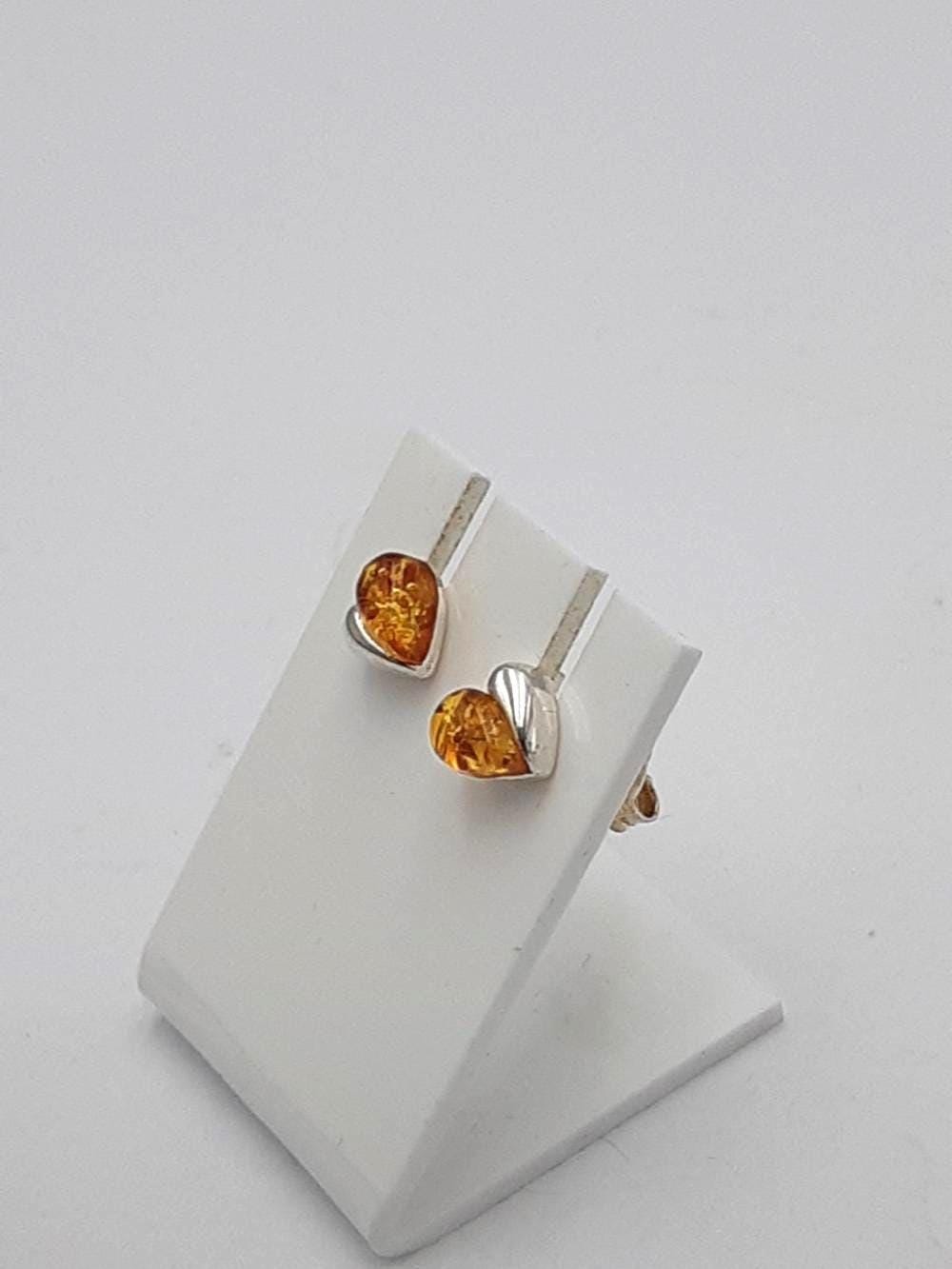 Bernstein Herz Ohrstecker Echtschmuck 925 Silber Damen Ohrringe Geschenk
