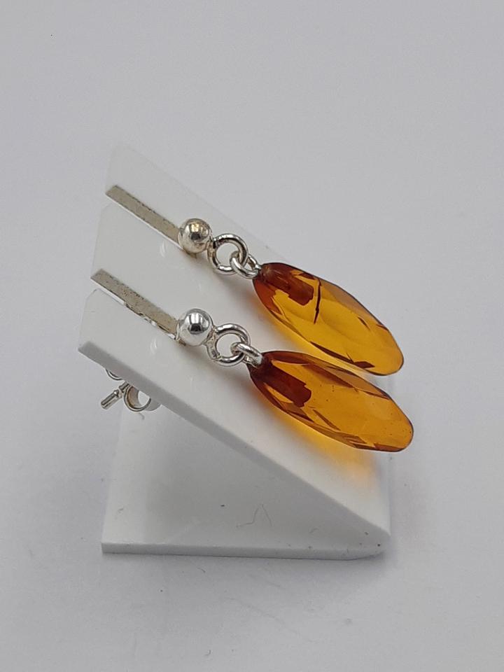 Bernstein Pampeln facetiert 925 Sterling Silber Ohrstecker Bernsteinschmuck