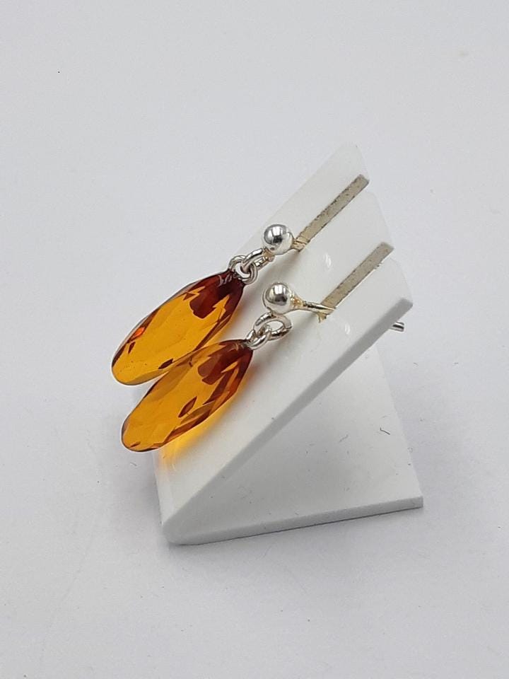 Bernstein Pampeln facetiert 925 Sterling Silber Ohrstecker Bernsteinschmuck