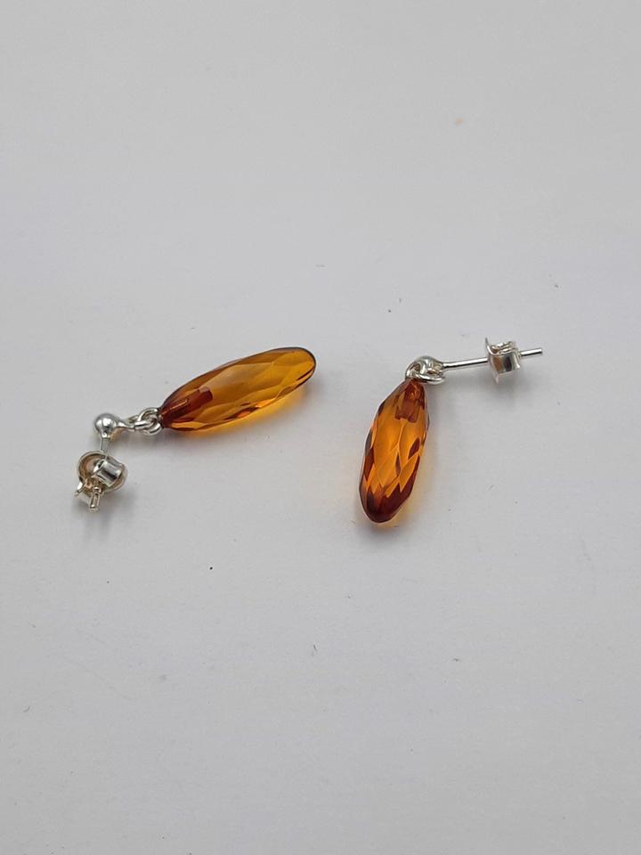 Bernstein Pampeln facetiert 925 Sterling Silber Ohrstecker Bernsteinschmuck