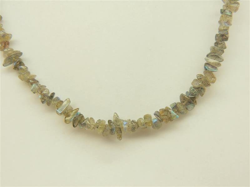 61,25 Carat funkelndes Labradorit Collier Splitterkette 925 Silber bis ca 47,5
